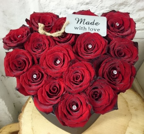 RED ROSE HEART HAT BOX